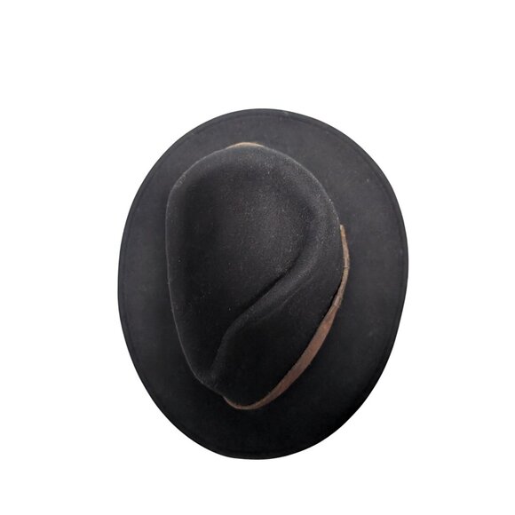 Woolrich Crushable Fedora Hat Water-Repellant Black Wool Leather Band - Picture 7 of 8